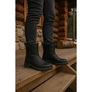 Timberland Boots Courmayeur Valley Faux Shearling-Lined Black Leather Women’s...